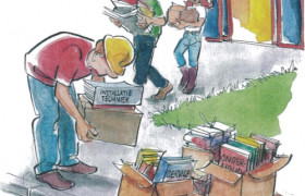 Verouderde lesboeken mogen in de papierbak